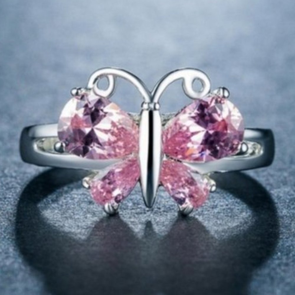 New 925 Silver Pink Sapphire Ring